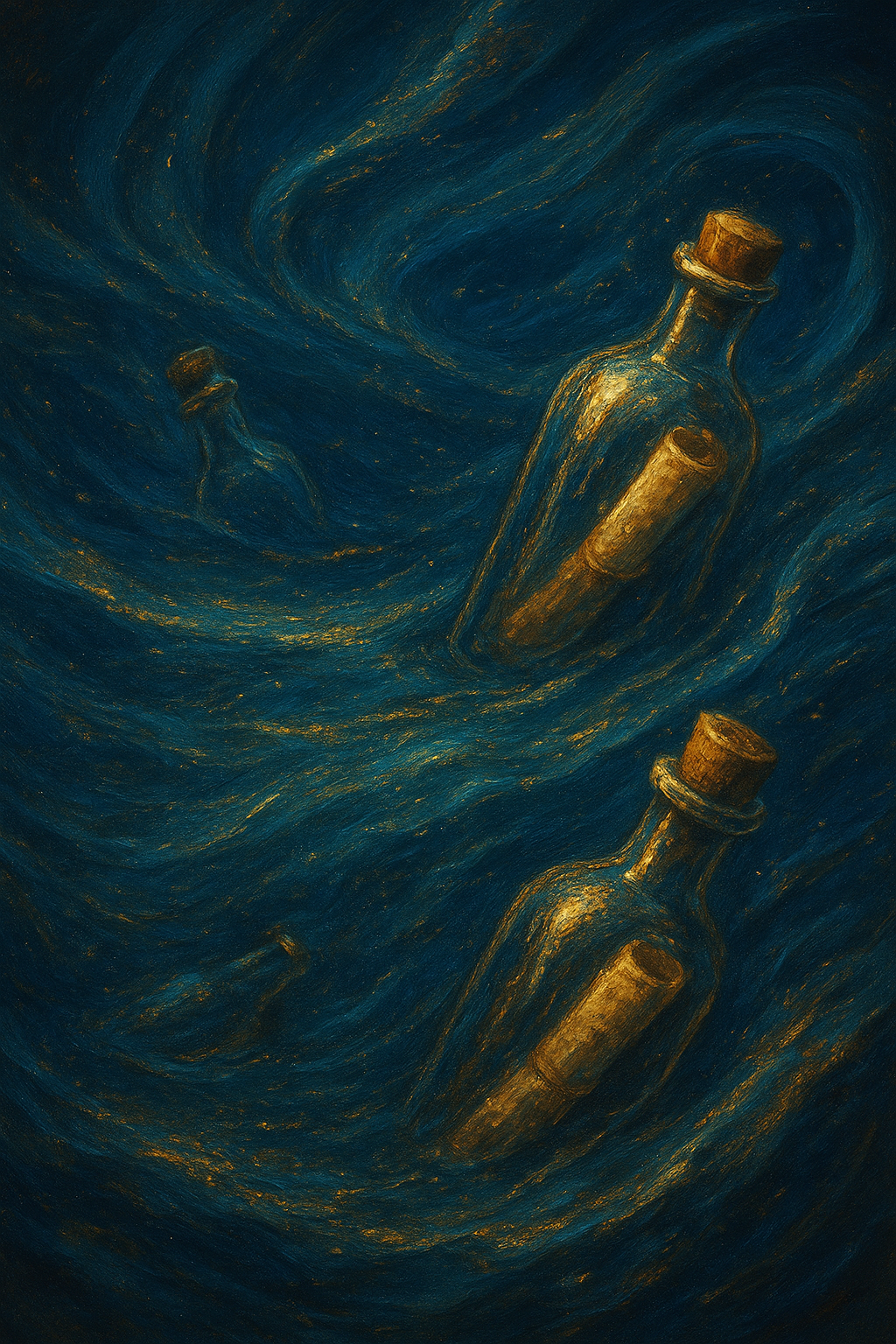 Abstract representation of messages drifting through ocean currents symbolising our communication