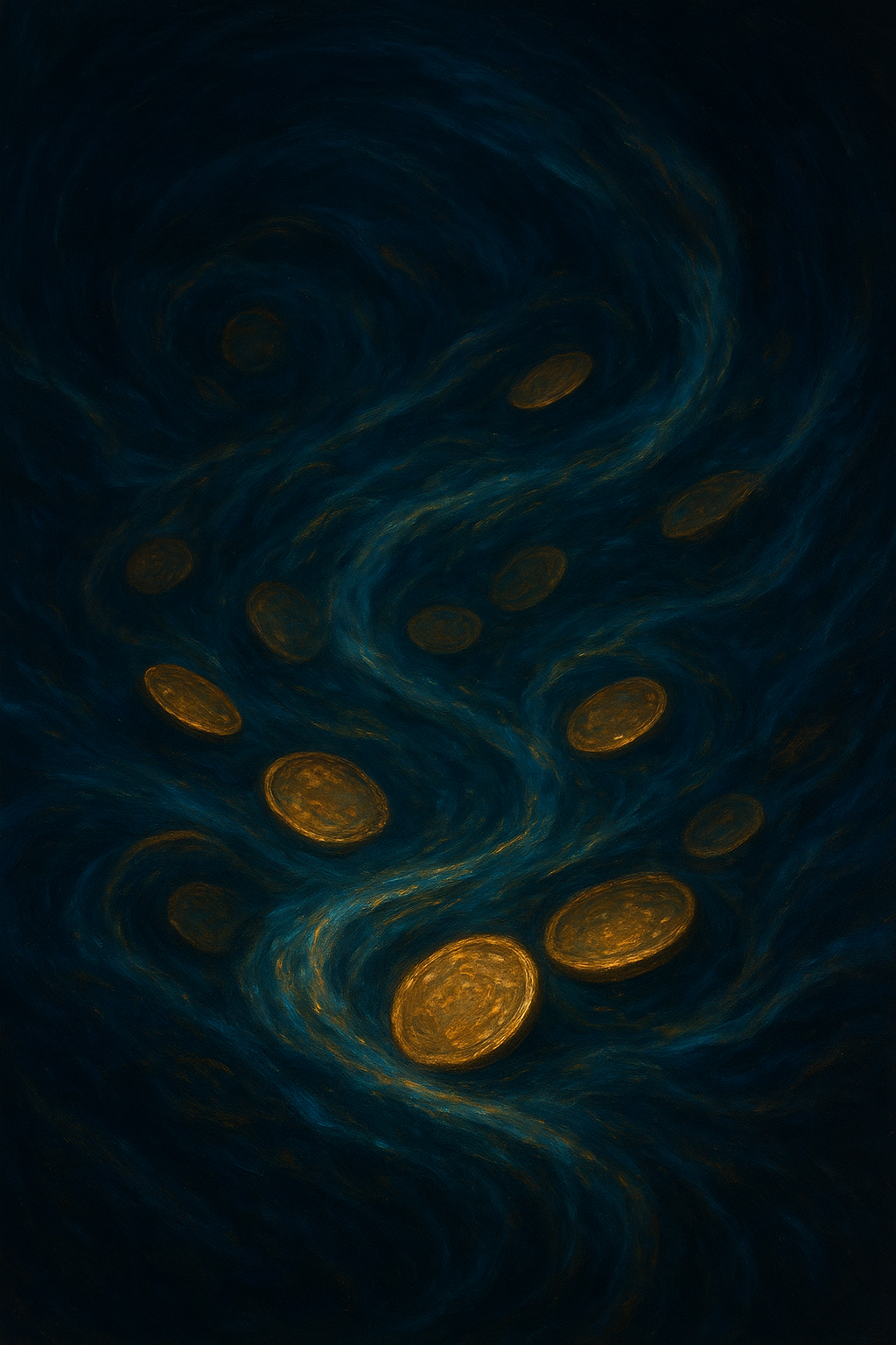 Abstract depiction of swirling ancient coins representing our services